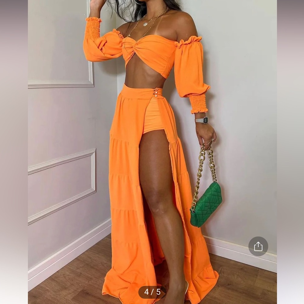 🌴 Orange beachy 3-piece outfit. Never worn